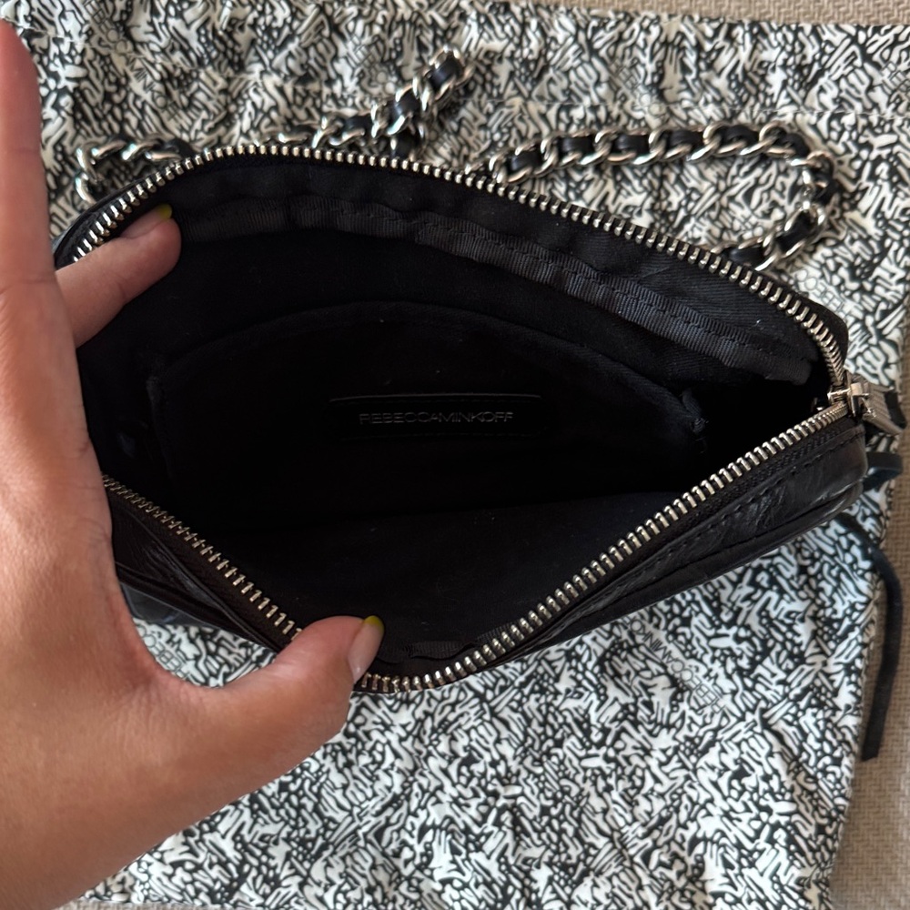 Rebecca Minkoff Black Leather Crossbody Bag with Chain Strap - Picture 2 of 7